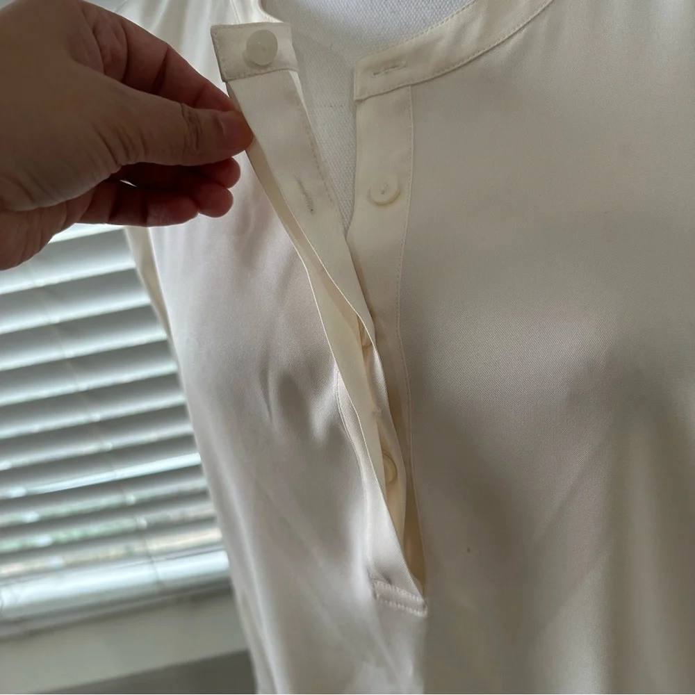CLASSIQUES ENTIER Ivory Silk Long Sleeve Blouse Popover Tunic Top Cream … - Picture 3 of 13